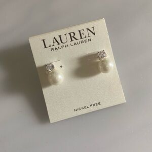 Lauren Ralph Lauren Pearl and Crystal Stud Earrings
